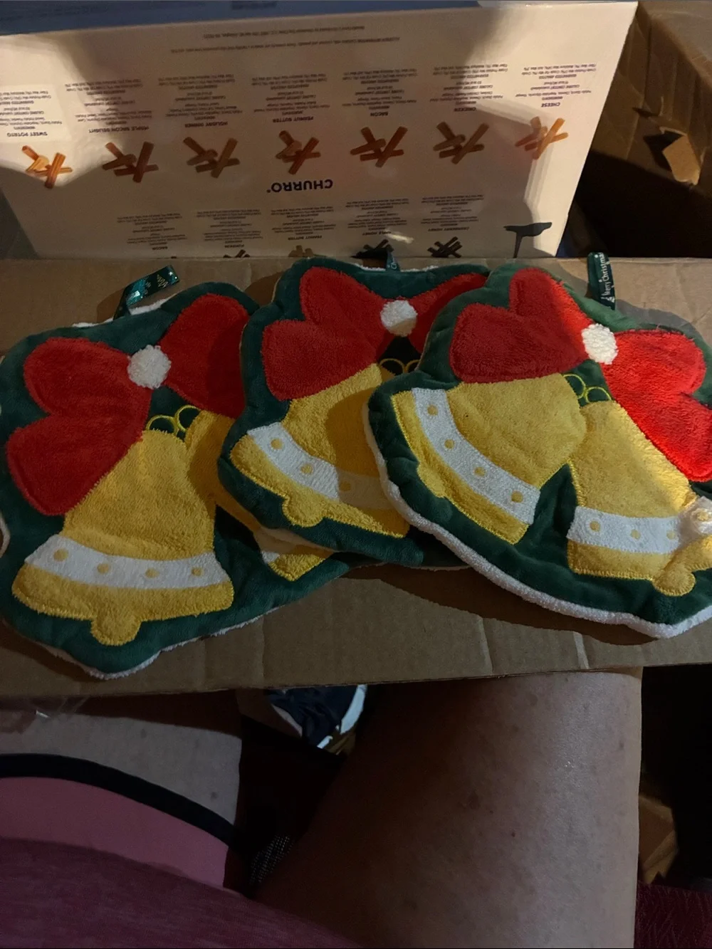 Holiday Bell Potholder Set of 3 - Red, Green & Yellow